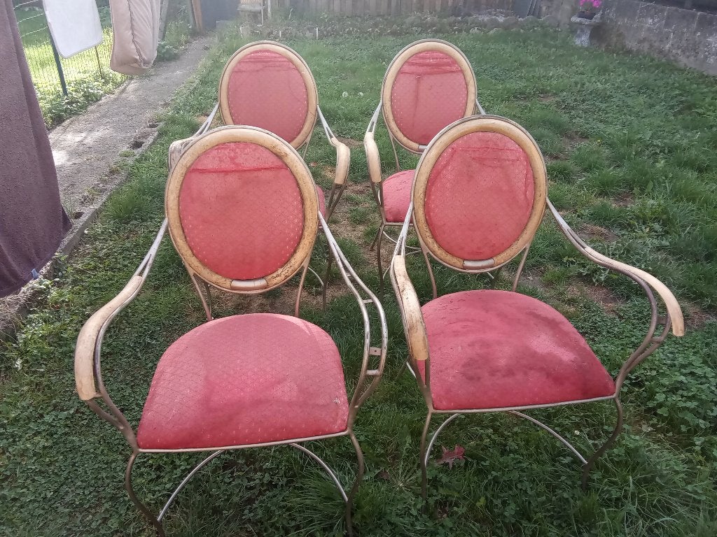 4 chaises de jardin en fer forgé à restaurer, Jardin & Terrasse, Enlèvement