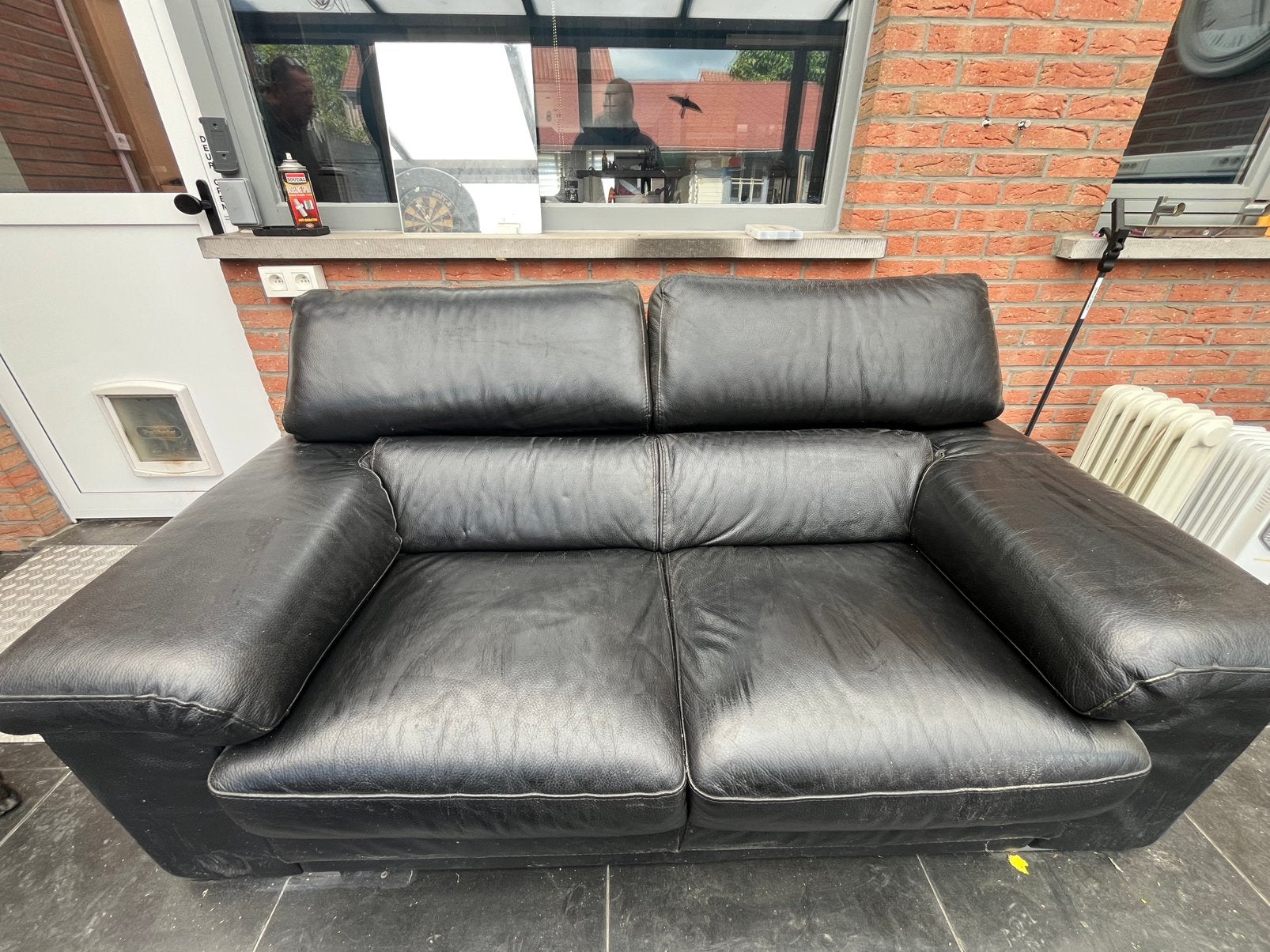 Gratis 3/2 zit in leder, Huis en Inrichting, Ophalen, Gebruikt