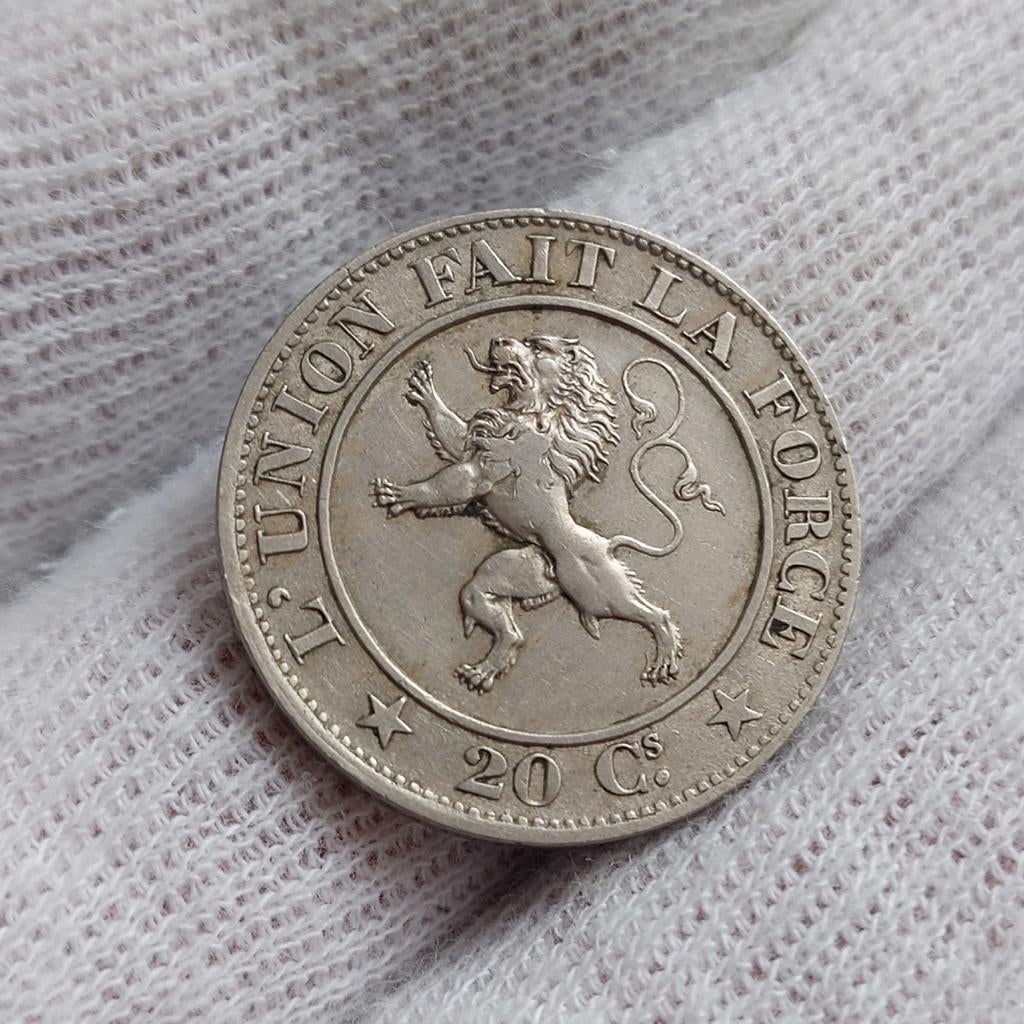 Munt / België / Leopold I / 20 Centiemen / 1861 / Morin 132, Ophalen of Verzenden, Losse munt