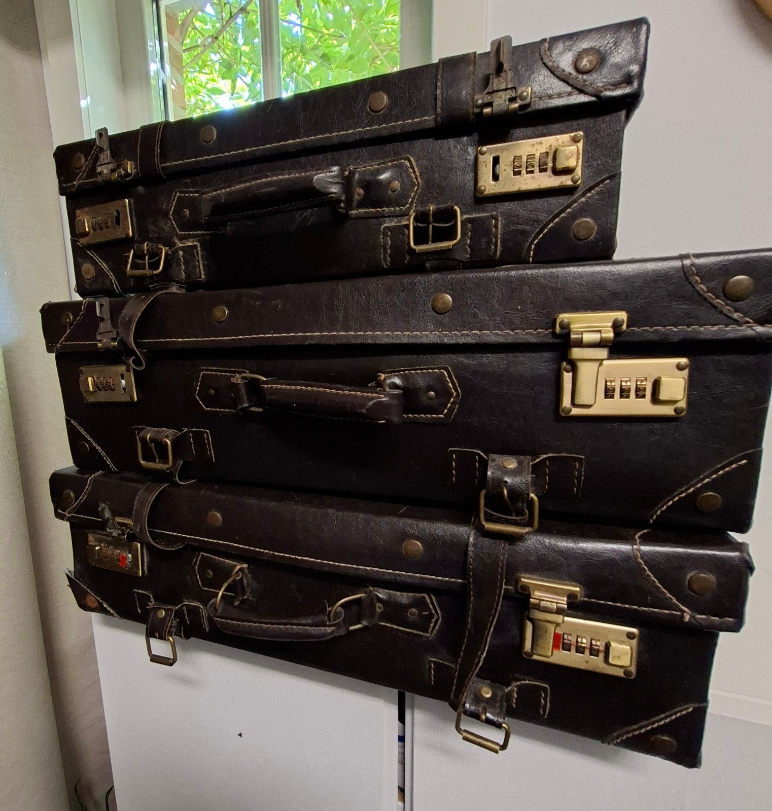 vintage lederen koffers, Handtassen en Accessoires, Ophalen, Gebruikt, 50 tot 60 cm, 45 tot 55 cm