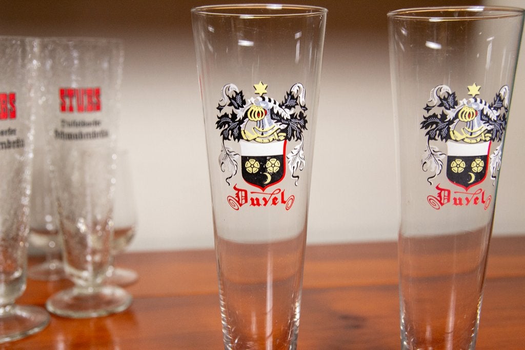 2 x Antiek Duvel glas, Duvelglas fluitglas, Verzamelen, Ophalen of Verzenden, Zo goed als nieuw, Duvel