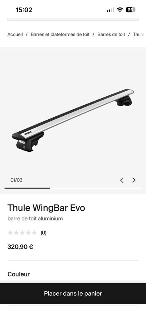 Thule wingbar evo dakdragers van 118 cm, Auto diversen, Dakdragers, Zo goed als nieuw, Ophalen