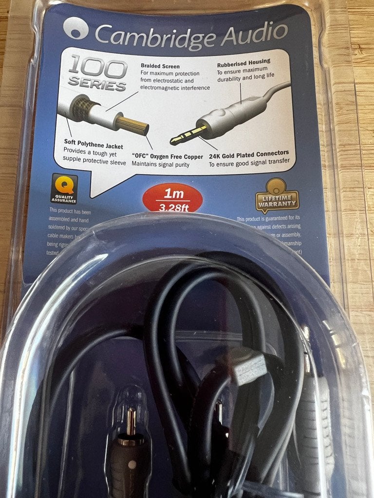 Cambridge Audio 100 Series 3.5mm naar RCA audiokabel, Audio, Tv en Foto, Audiokabels en Televisiekabels, Ophalen of Verzenden