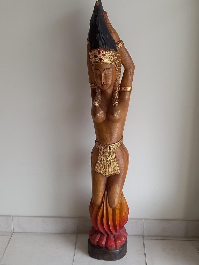 Prachtig groot houten sculptuur van een vrouw, Antiek en Kunst, Kunst | Beelden en Houtsnijwerken, Ophalen