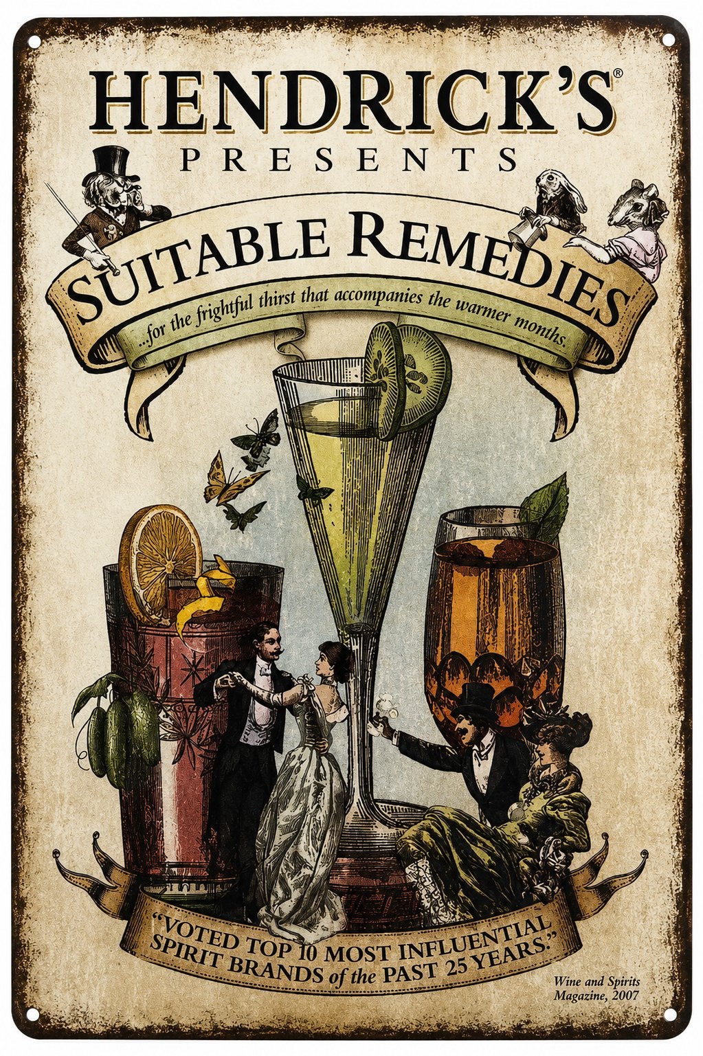Panneau métallique Hendrick's Gin 4 - rétro vintage man cave, Enlèvement ou Envoi, Neuf, Panneau publicitaire