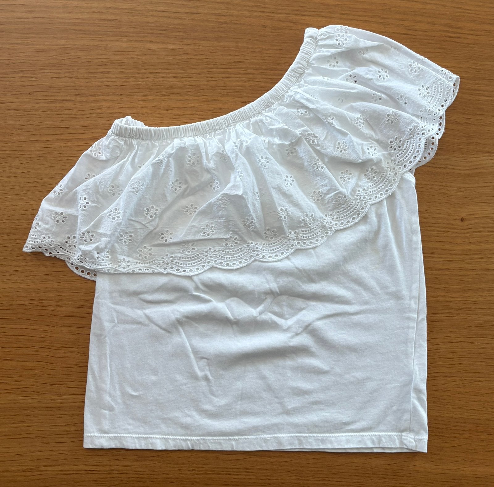 Blouse blanche asymétrique - S - 7€, Sans manches, Enlèvement ou Envoi, Taille 36 (S), Comme neuf