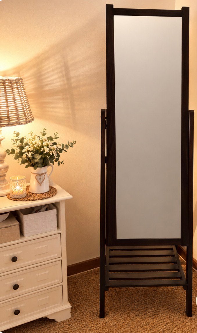 Grand miroir en bois sur pied, Maison & Meubles, Enlèvement, Comme neuf