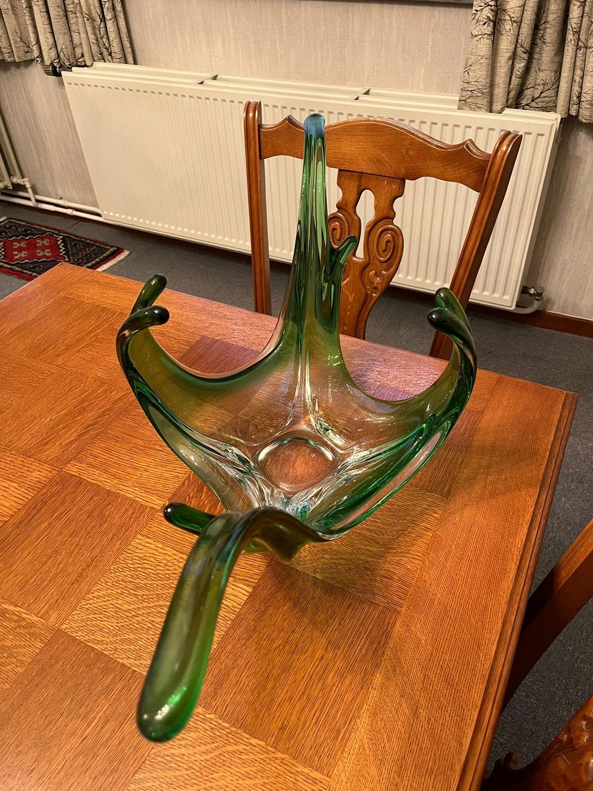Magnifique bol en verre vert de style Murano, Antiquités & Art, Antiquités | Verre & Cristal, Enlèvement