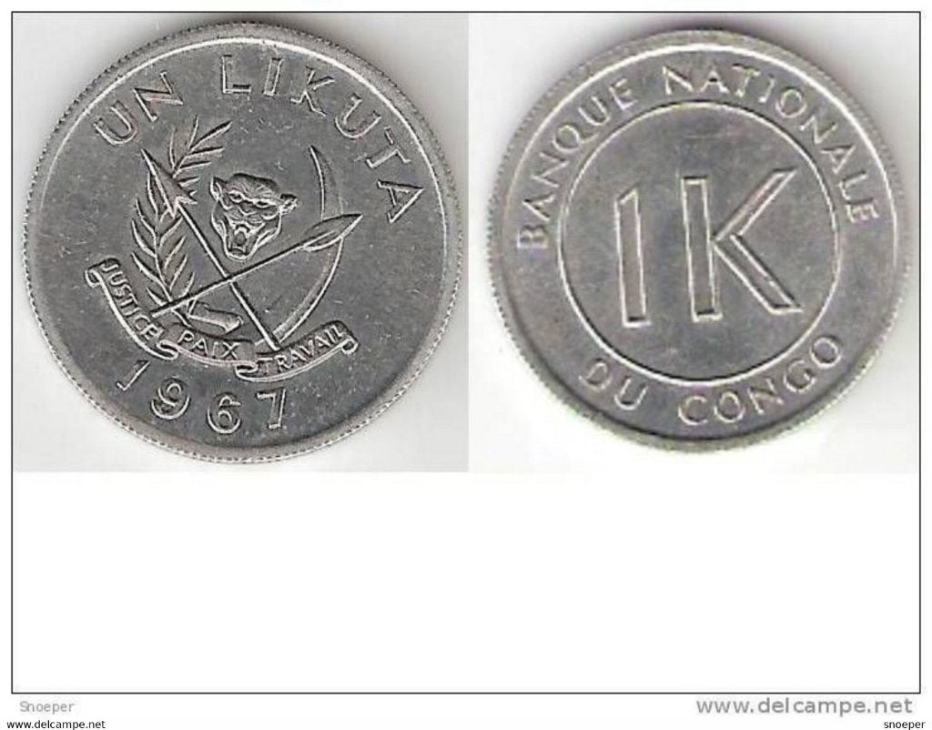congo dem. rep. 1 likuta 1967 km 8 unc, Verzenden, Overige landen, Losse munt