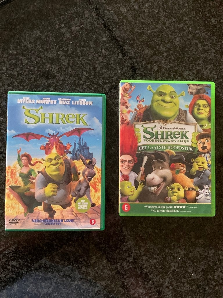 2 x dvd Shrek & Shrek 4, Cd's en Dvd's, Vanaf 6 jaar, Ophalen of Verzenden, Gebruikt, Tekenfilm