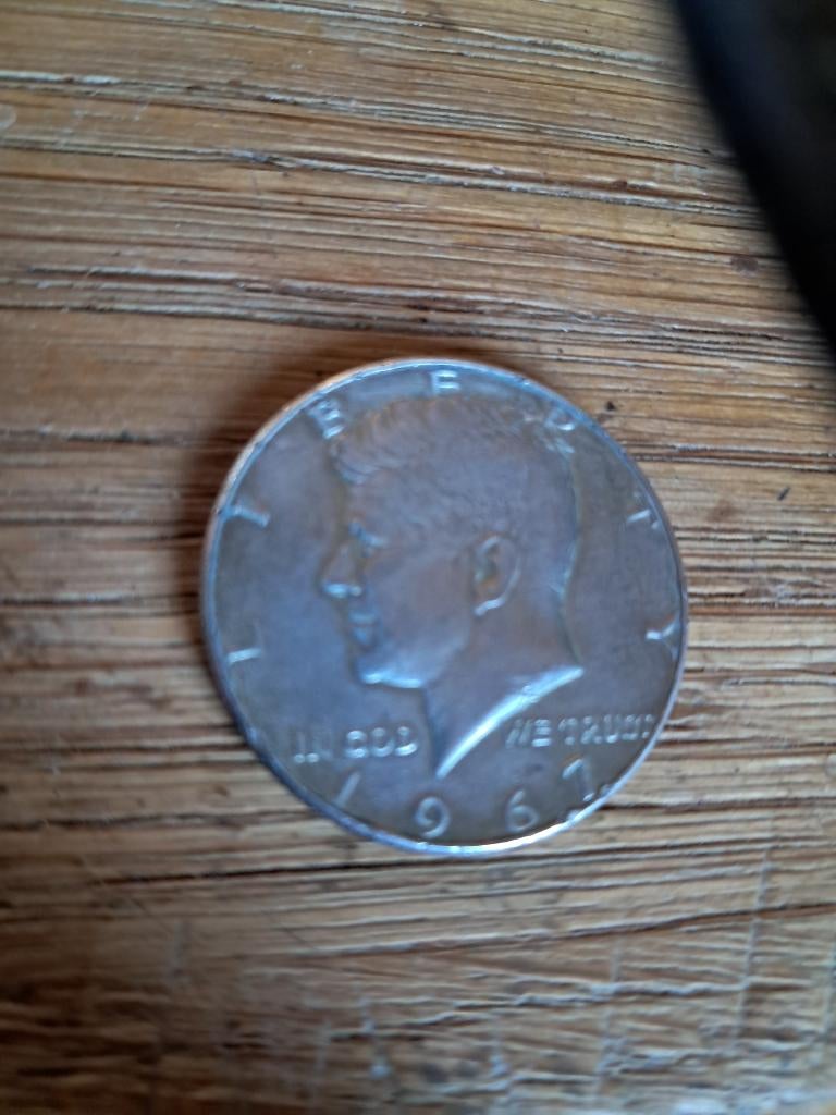 Zilveren 1/2dollar kennedy 1967, Ophalen of Verzenden, Noord-Amerika, Losse munt, Zilver