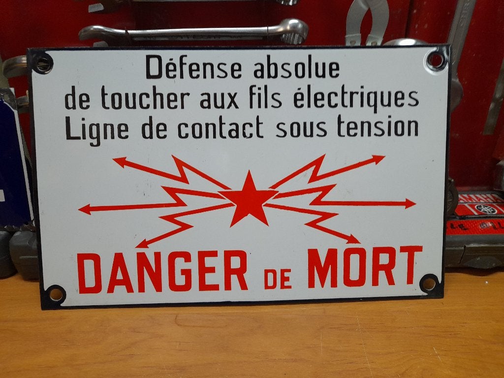 ancienne plaque emaillée sncf danger de mort 01/1979, Antiquités & Art, Envoi