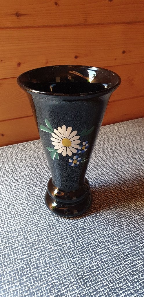 Zwarte vaas met bloemen, Maison & Meubles, Accessoires pour la Maison | Vases, Enlèvement ou Envoi, Comme neuf, Noir