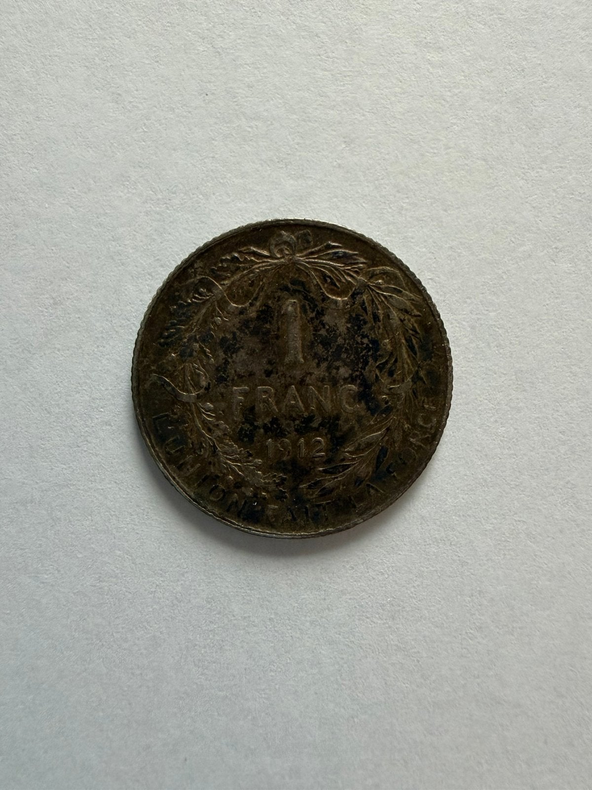 1 zilveren munt van Belgische Frank - Albert I - 1912, Ophalen of Verzenden, België, Zilver