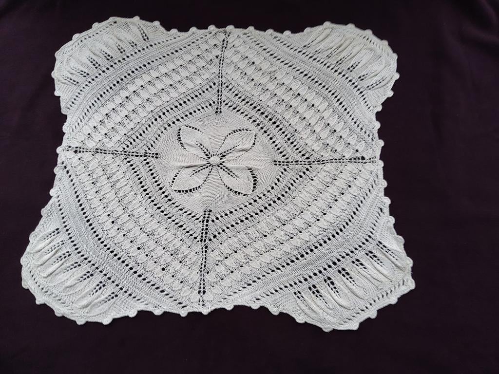 Kussenbekleding: vintage kunstbreiwerk., Huis en Inrichting, Woonaccessoires | Kussens, Wit, Ophalen of Verzenden