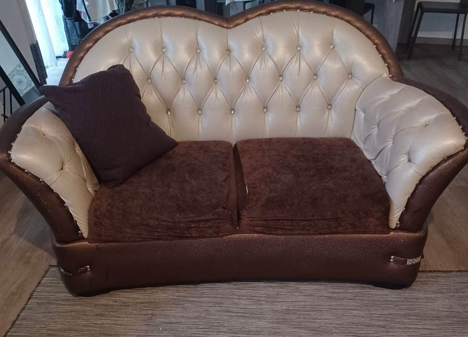 Elegante salonset te koop – 3-zit + 1-zit, Ophalen, Kunststof, 150 tot 200 cm, 75 tot 100 cm