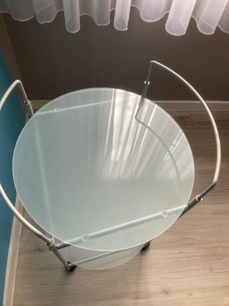 Roltafeltje met glazen opzet., Ophalen, Gebruikt, Ovaal, Glas