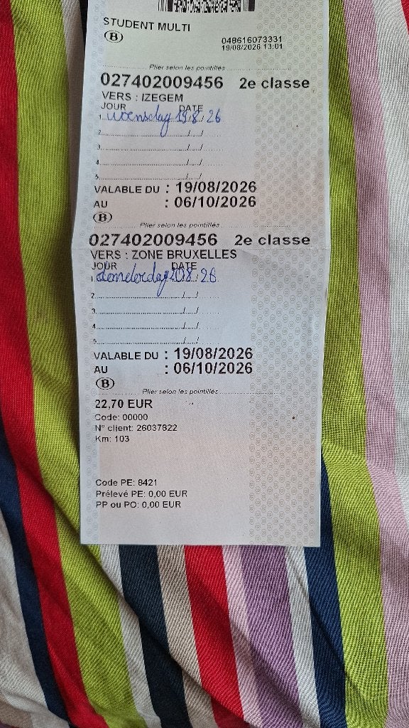 Ticket train, Tickets & Billets, Une personne