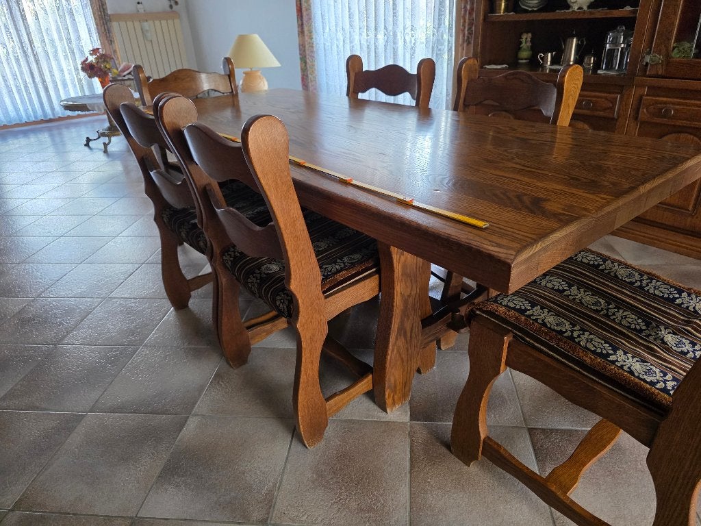 Mobilier de salle à manger en chêne massif, Enlèvement, Utilisé, 4 à 6 chaises