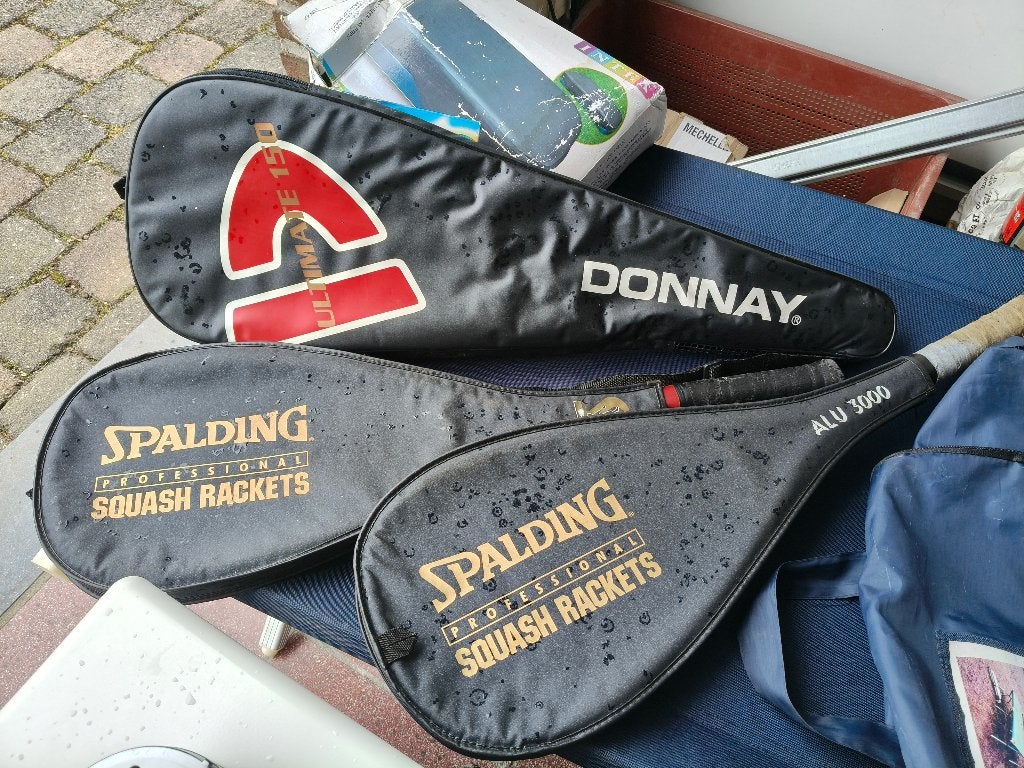 Squash raketten Spalding , Donnay, Ophalen, Gebruikt, Racket, Met hoes