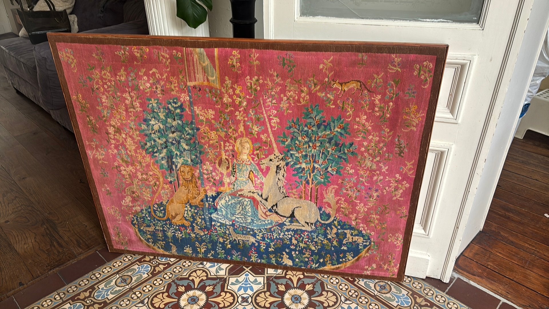 Grande tapisserie “La damme à la licorne”, Jardin & Terrasse, Enlèvement, Utilisé