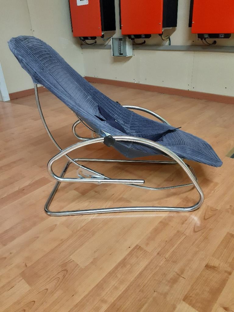 Retro wipstoel / ligstoel – chroom buisframe – verstelbaar, Autres marques, Enlèvement, Utilisé, Avec ceinture(s)