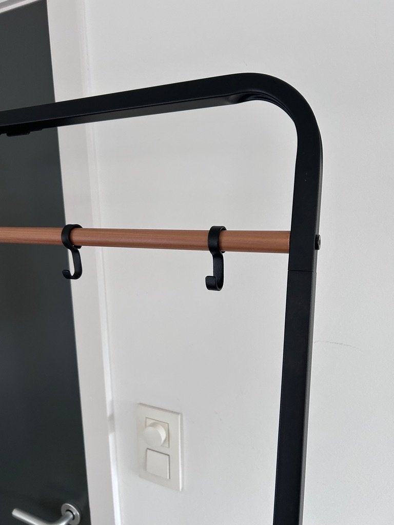 Stijlvol kledingrek zwart/hout – 180 cm – rek met 5 haken, Ophalen, Zo goed als nieuw, X, X