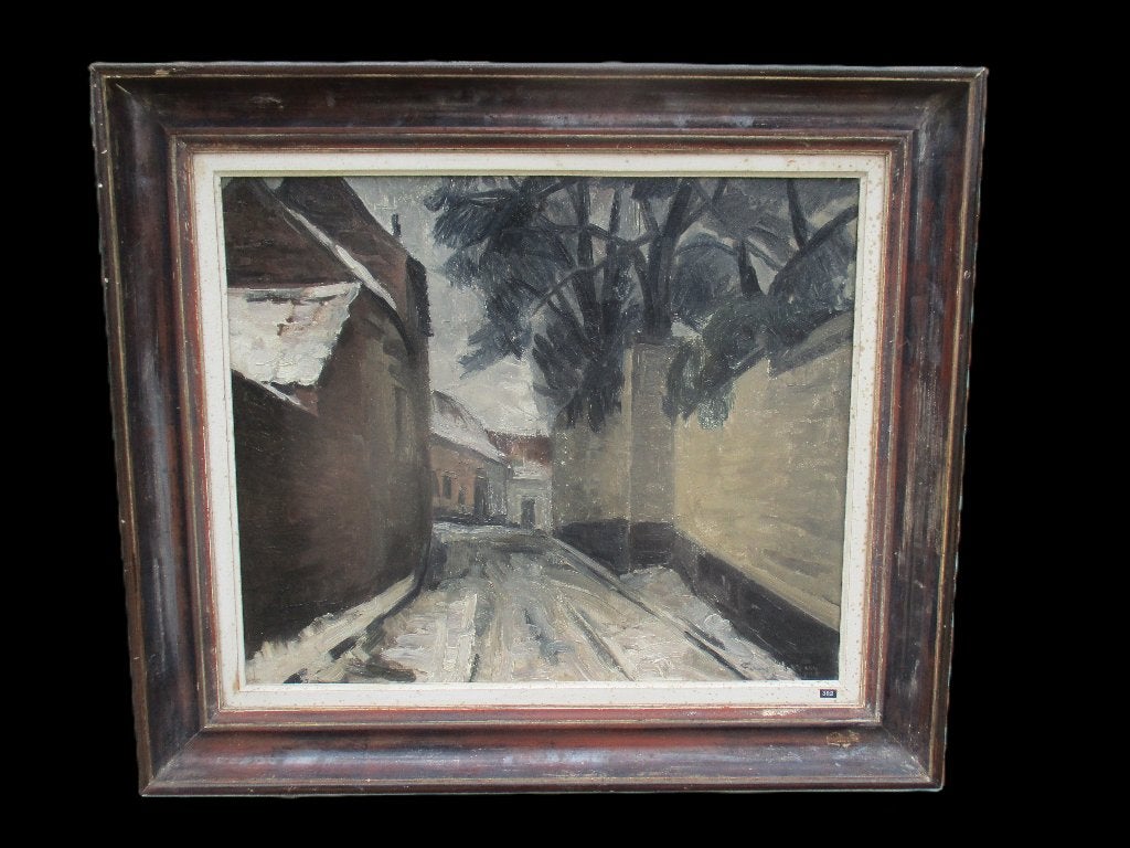 Wéry Fernand (1886 -1964) Rue sous la neige, Antiquités & Art, Art | Peinture | Classique, Enlèvement ou Envoi, Peinture à l'huile