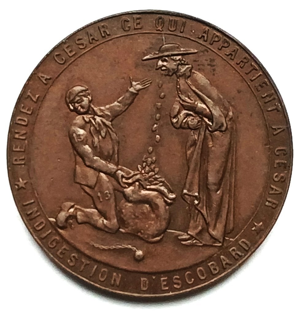 satirische medaille 1868 proces de buck: jezuieten liberalen, Ophalen of Verzenden, Brons