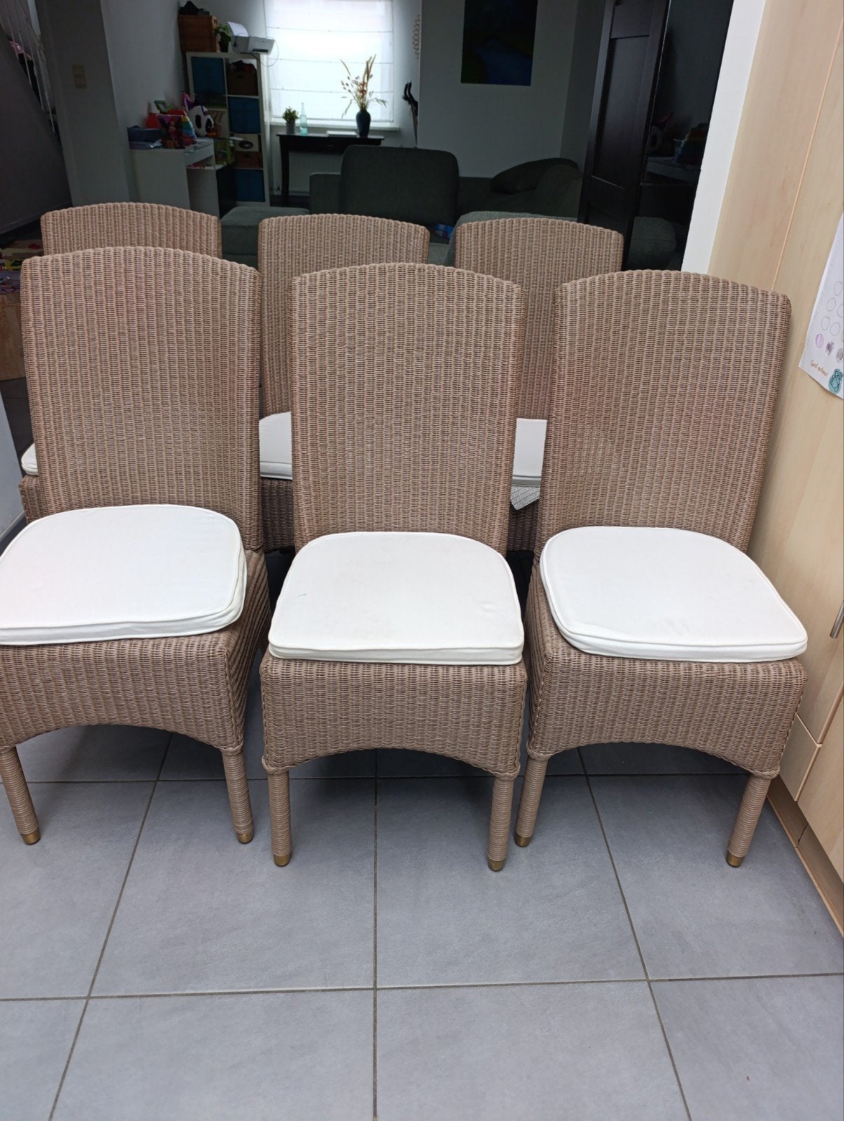 Set van 6 originele Lloyd Loom eetkamerstoelen, Ophalen
