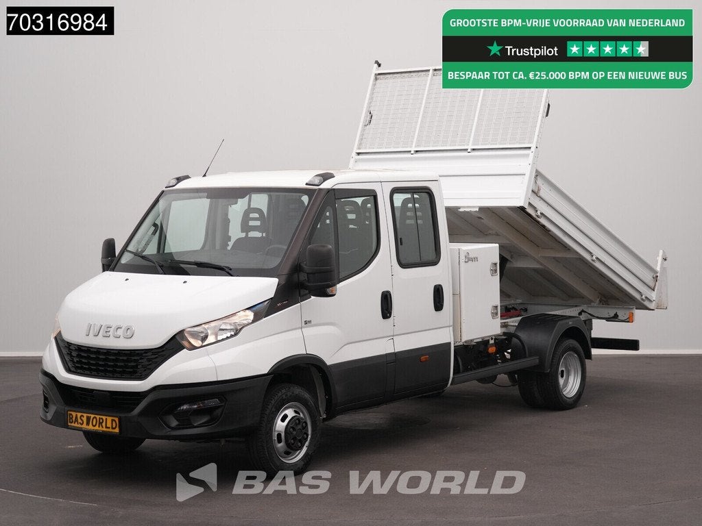 Iveco Daily 35C16 3.0L Kipper met Kist Dubbel Cabine Dubbell, Auto's, Bestelwagens en Lichte vracht, Stof, Gebruikt, Euro 6, 4 cilinders