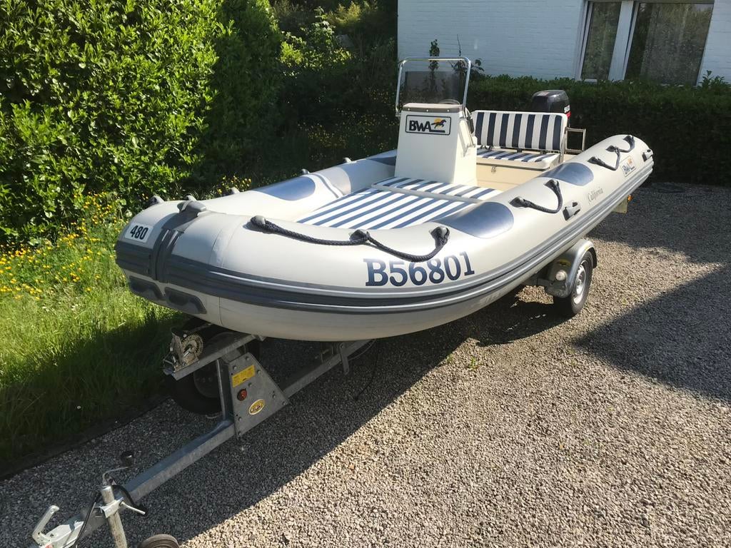 BWA California 480 — Suzuki 50 CV — Uitzonderlijke staat, Watersport en Boten, Rubberboten, Ophalen, Zo goed als nieuw, Benzine
