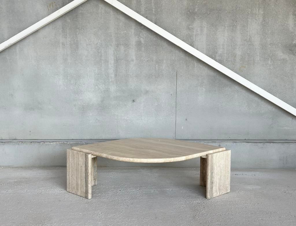 Vintage travertine coffeetable 1980s, Antiquités & Art, Antiquités | Meubles | Tables, Enlèvement