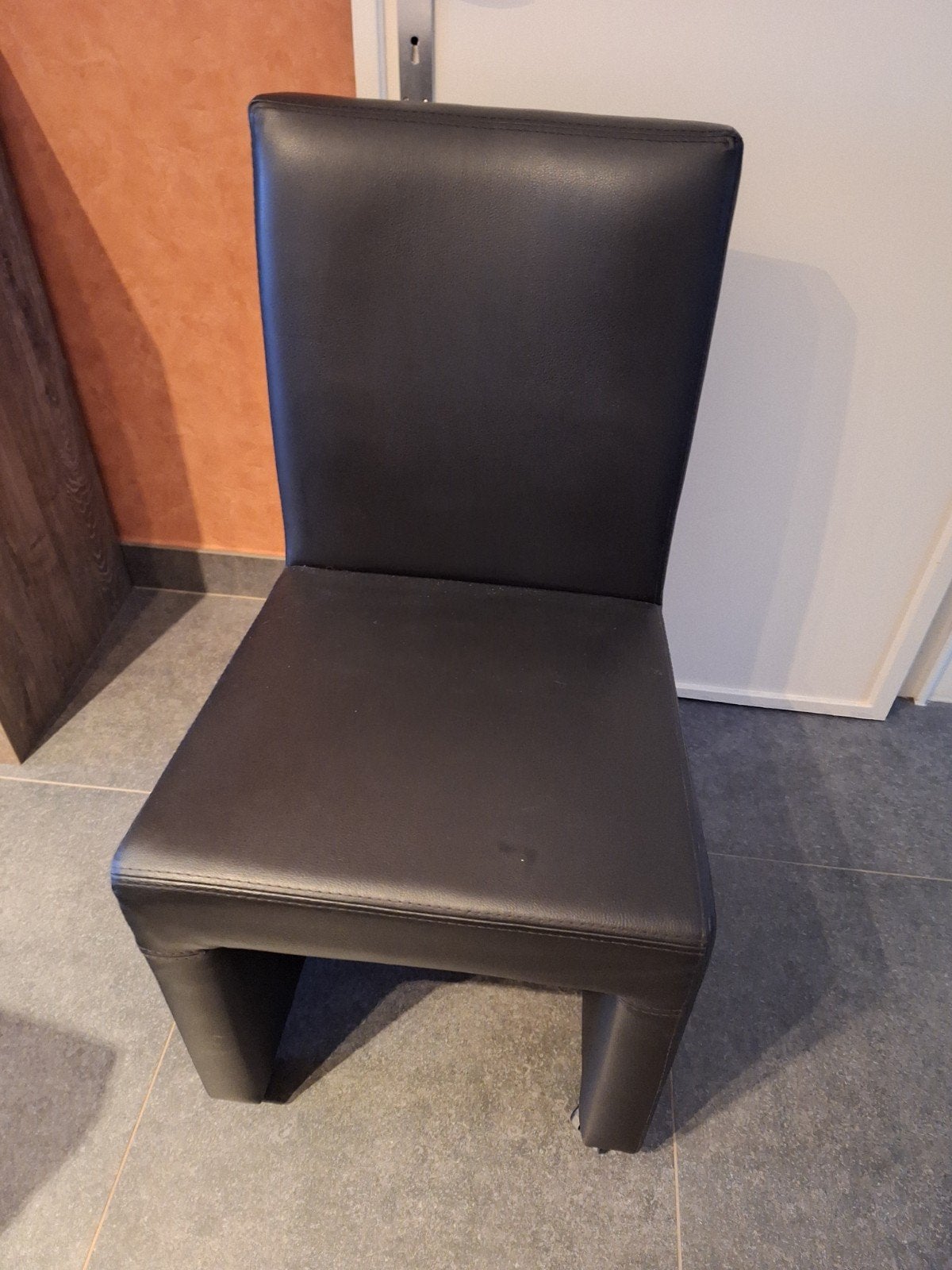 Eetkamer stoelen op wieltjes - zwart leer, Maison & Meubles, Chaises, Enlèvement, Cuir, Noir, Cinq, Six Chaises ou plus
