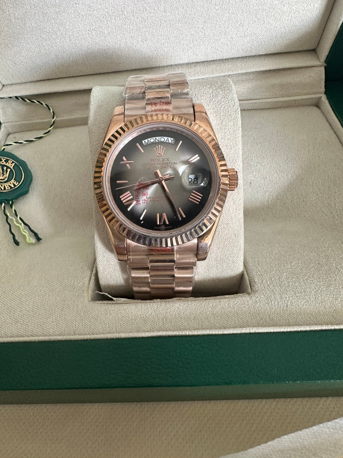 Rolex Day-Date noir, Enlèvement ou Envoi, Neuf, Montre-bracelet, Rolex