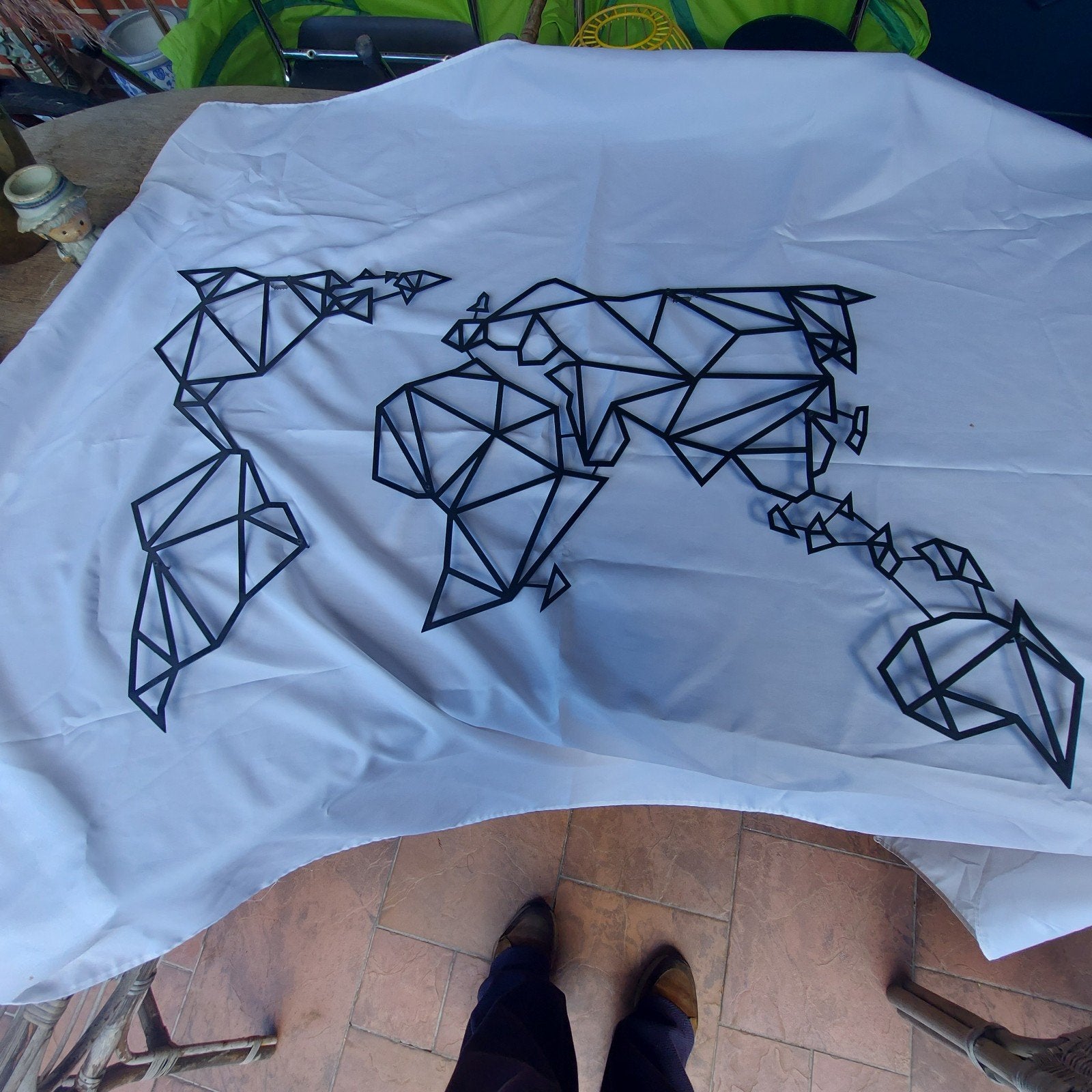 geometrische wereldkaart/3d/wanddecor/58/101 cm, Ophalen of Verzenden