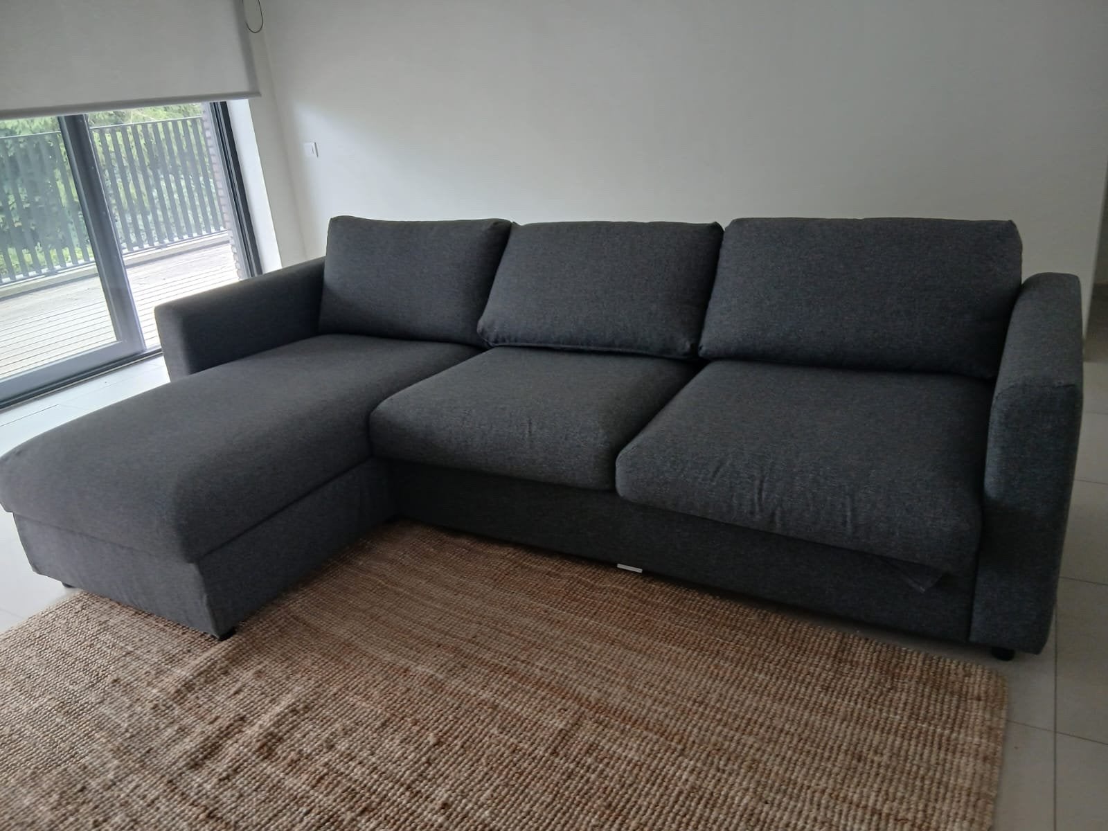 3-zitsslaapbank met chaise longue, met brede armleuningen, Huis en Inrichting, Ophalen, Zo goed als nieuw