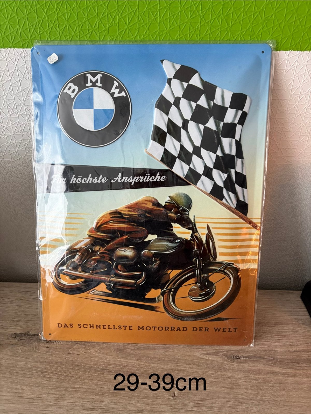 Originele decoratie plaat met moto bmw 29-39cm, Ophalen of Verzenden, Zo goed als nieuw