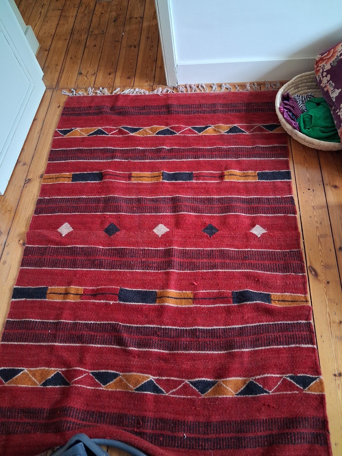 Tapis égyptien pure laine 190 x 130, Rouge, 150 à 200 cm, Comme neuf, 100 à 150 cm