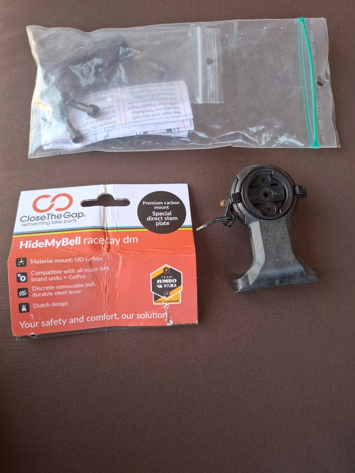 HideMyBell Carbon  fietsgpshouder Garmin, Wahoo,.. ., Fietsen en Brommers, Ophalen