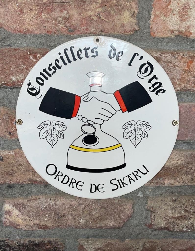 Emaille bordje bier orde van Sikharu, Verzamelen, Ophalen of Verzenden, Gebruikt, Reclamebord