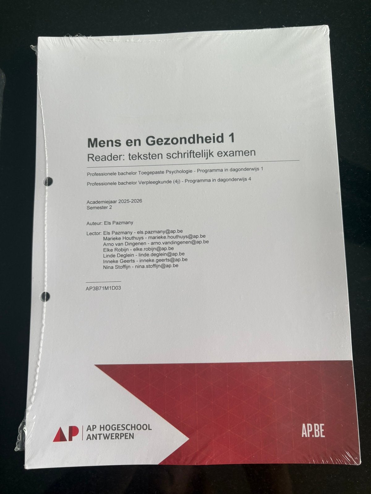 Cursus Mens en gezondheid AP Hogeschool Antwerpen, Livres, Psychologie, Enlèvement ou Envoi, Neuf