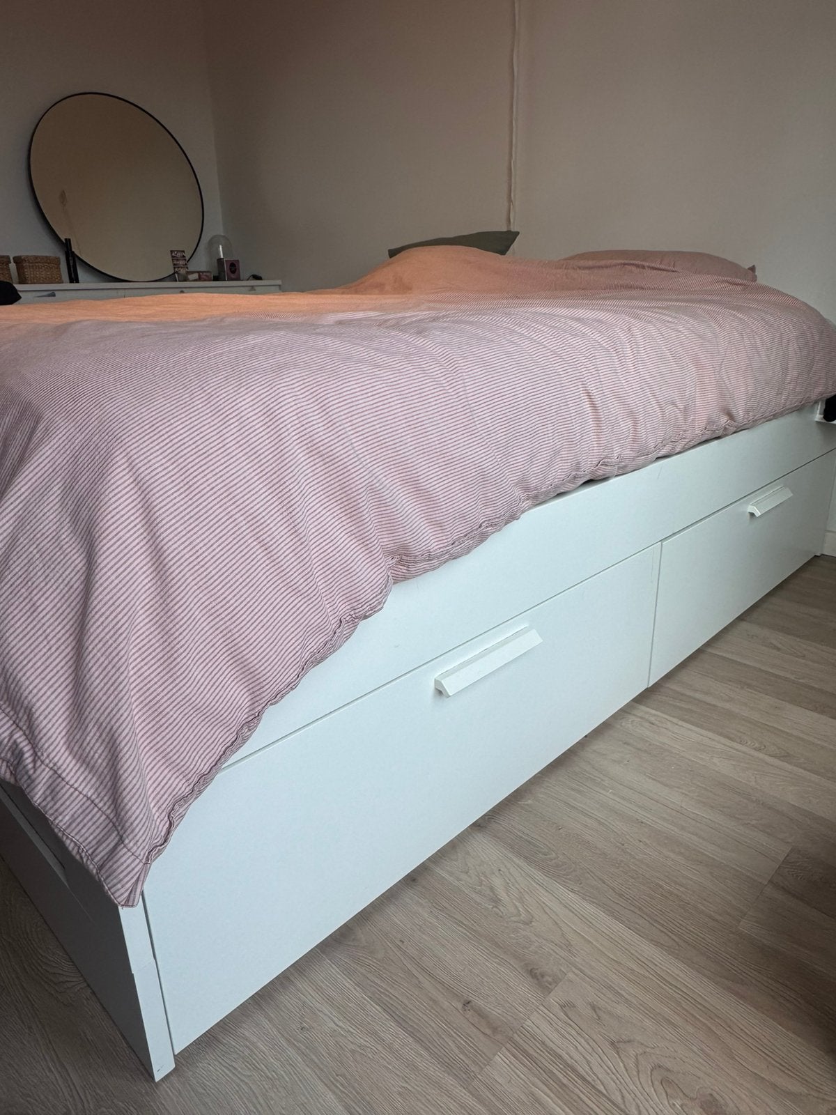 2-persoonsbed, incl. Lattenbodem + matras, Comme neuf, Enlèvement, 200 cm, Blanc