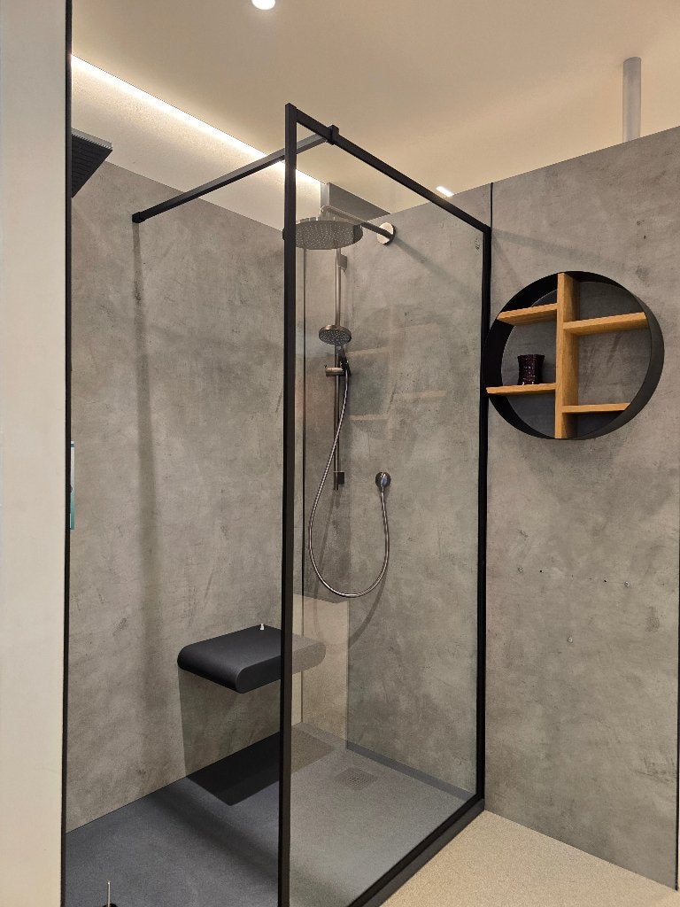 Kermi doucheglas met mat-zwarte profielen, Ophalen, Nieuw, Glas, Douche