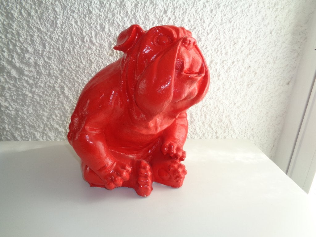 Chien rouge assis déco brillant., Envoi, Comme neuf, Animal