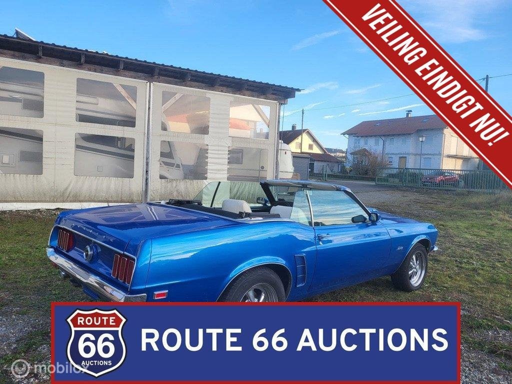 Ford Mustang Cabriolet | 1969 | Route 66 Auctions, Auto's, Zwart, Bedrijf, Handgeschakeld, Overige carrosserie
