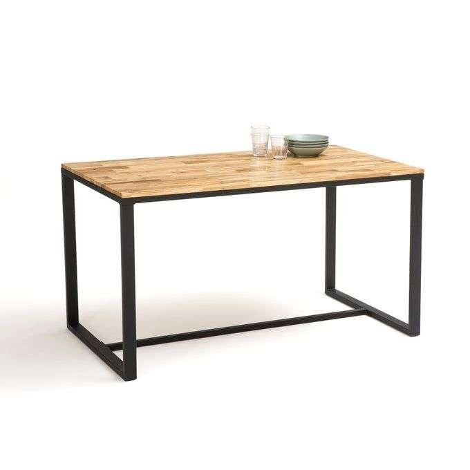 Table à manger en chêne et métal acier (LaRedoute), Maison & Meubles, Cinq personnes ou plus, 50 à 100 cm, Comme neuf, Enlèvement
