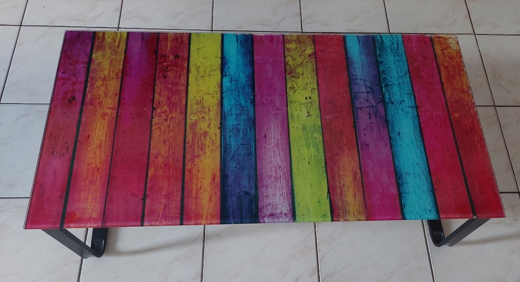 Table basse coloré, Enlèvement, Comme neuf, Verre