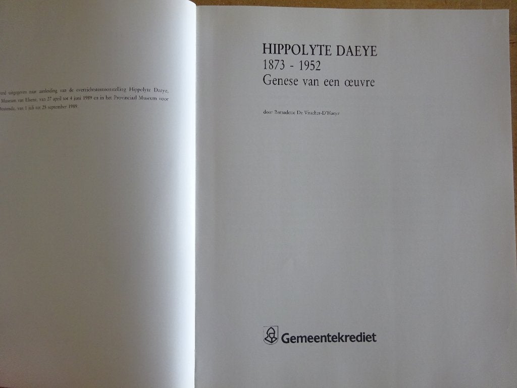 Hippolyte Daeye, Genese van een oeuvre, 1989, PMMK Oostende,, Ophalen of Verzenden, Gelezen, Schilder- en Tekenkunst
