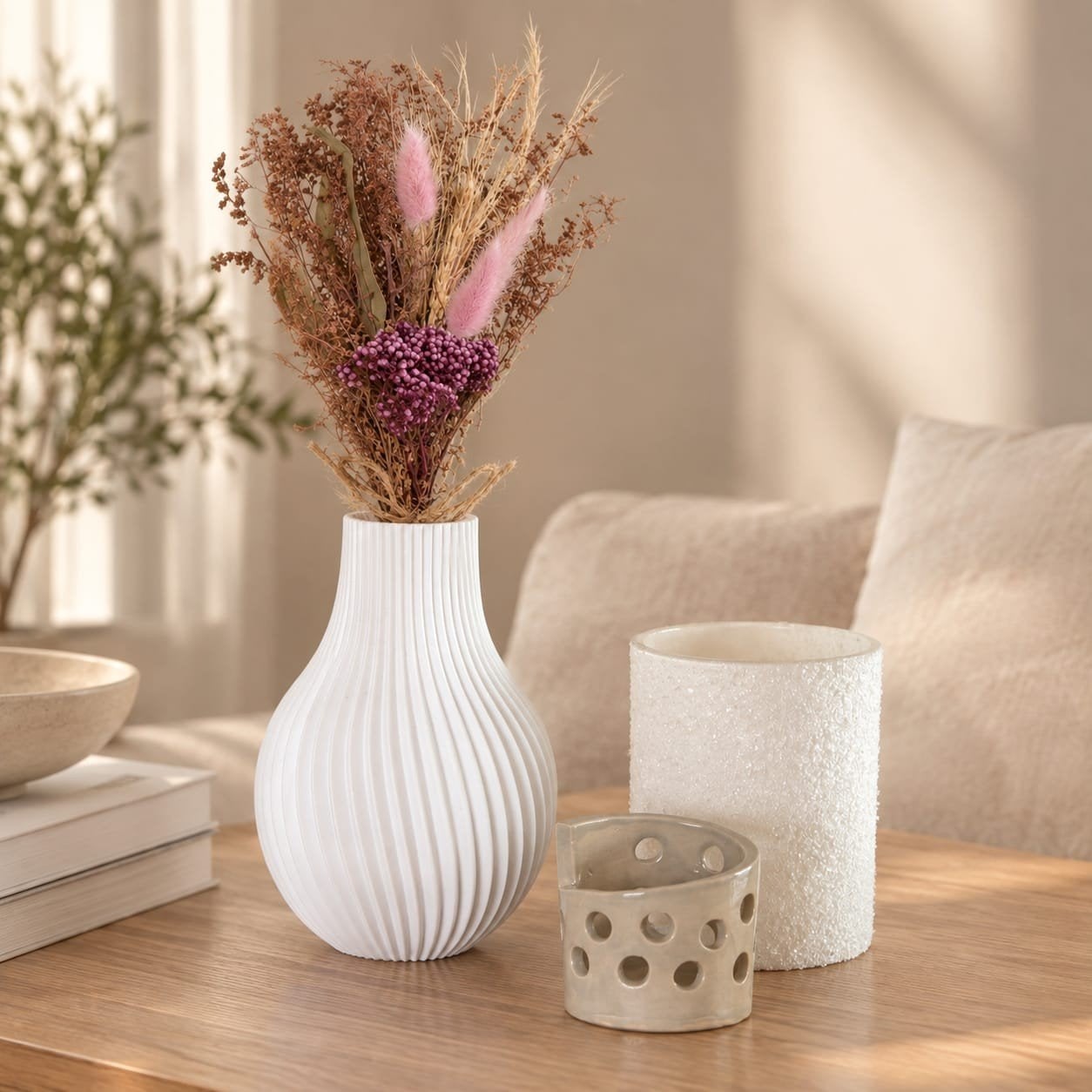 vaasje voor droogbloemen 3d geprint, Kunststof, Wit, Nieuw, Ophalen of Verzenden